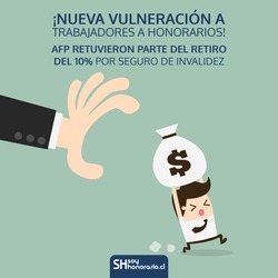 ¡Nueva vulneración a trabajadores a Honorarios! AFP retuvieron parte del retiro del 10% por Seguro de Invalidez